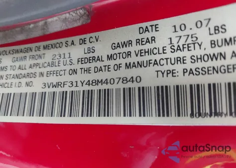 2008 Volkswagen New Beetle Se from USA, damaged, VIN 3VWRF31Y48M407840